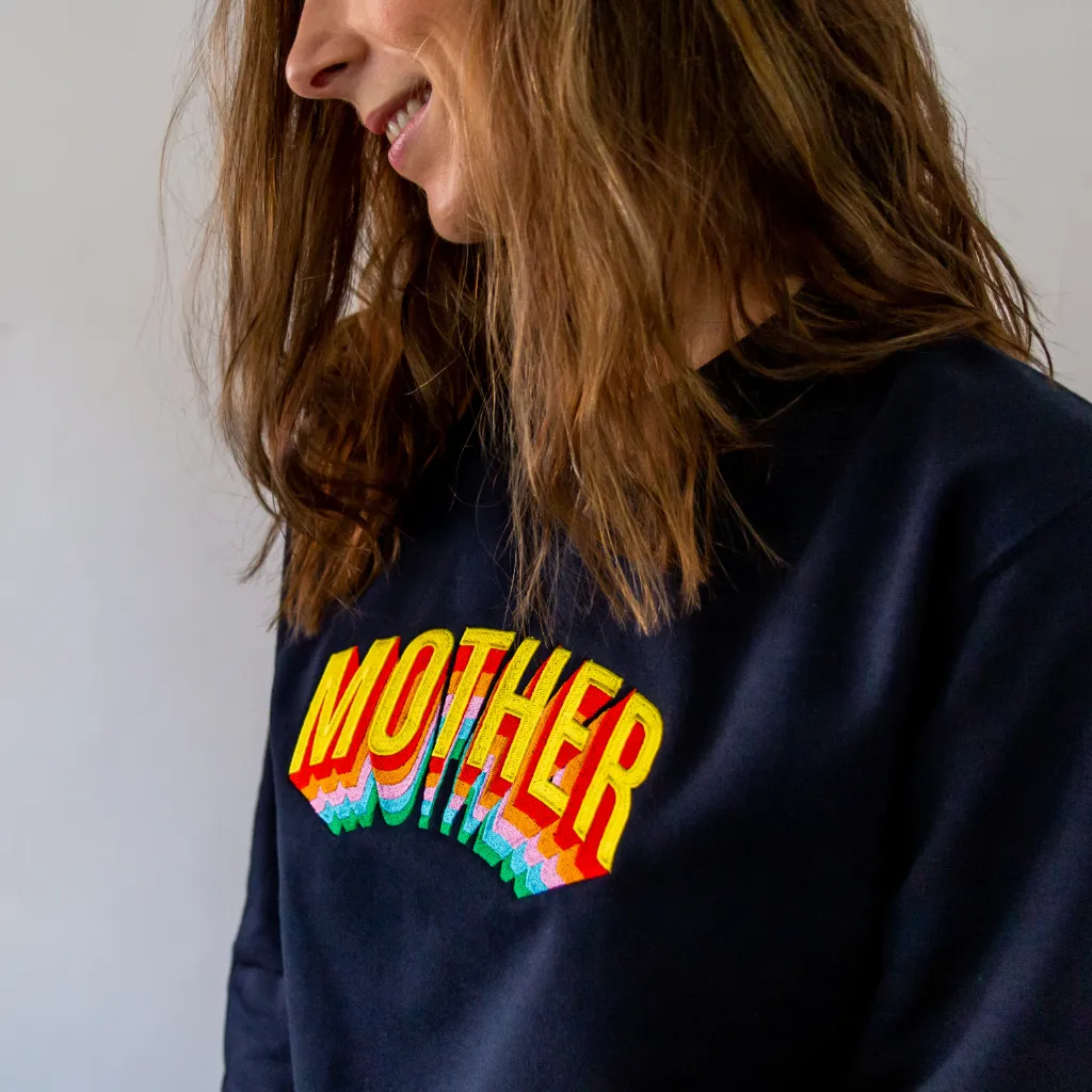 Mother Embroidered Navy Sweatshirt