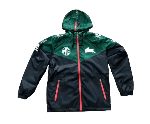 NRL 2024 Wet Weather Jacket - South Sydney Rabbitohs - Black - Adult