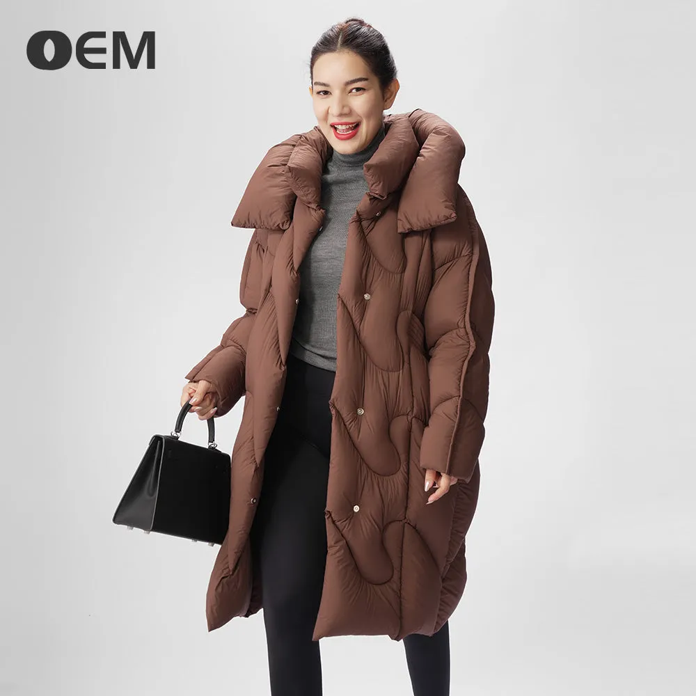 OEM new fashionable hooded long down jacket