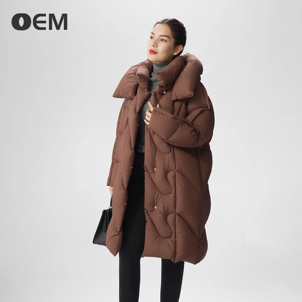 OEM new fashionable hooded long down jacket