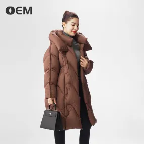 OEM new fashionable hooded long down jacket