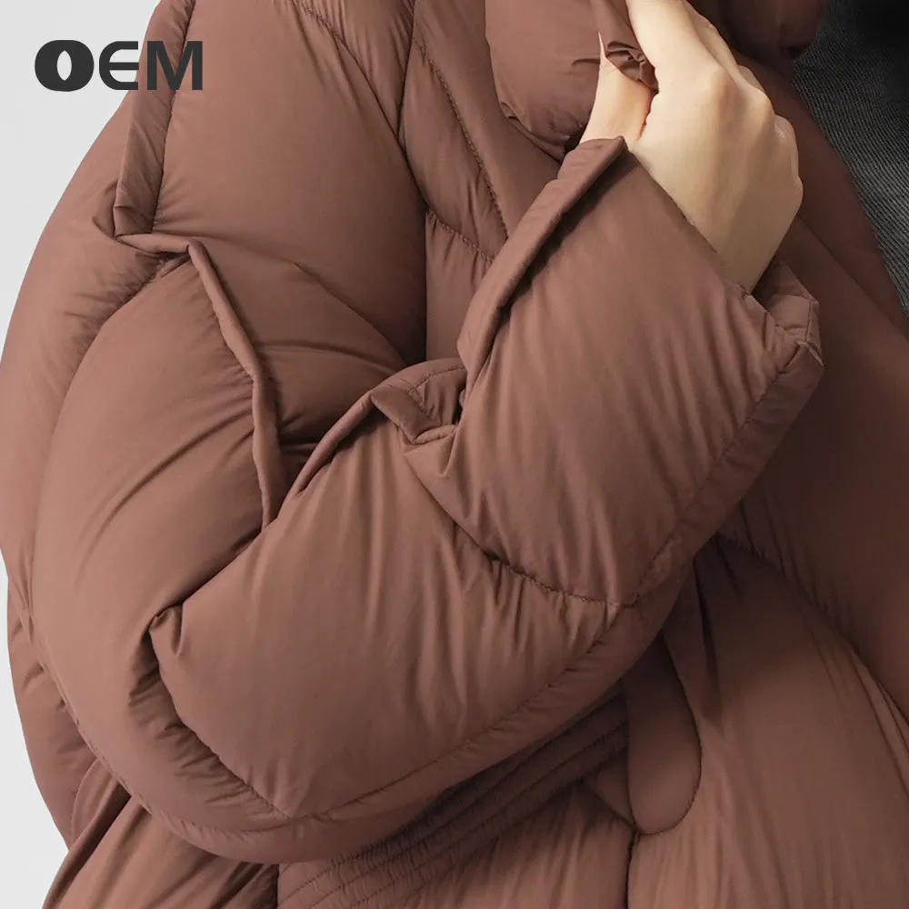 OEM new fashionable hooded long down jacket