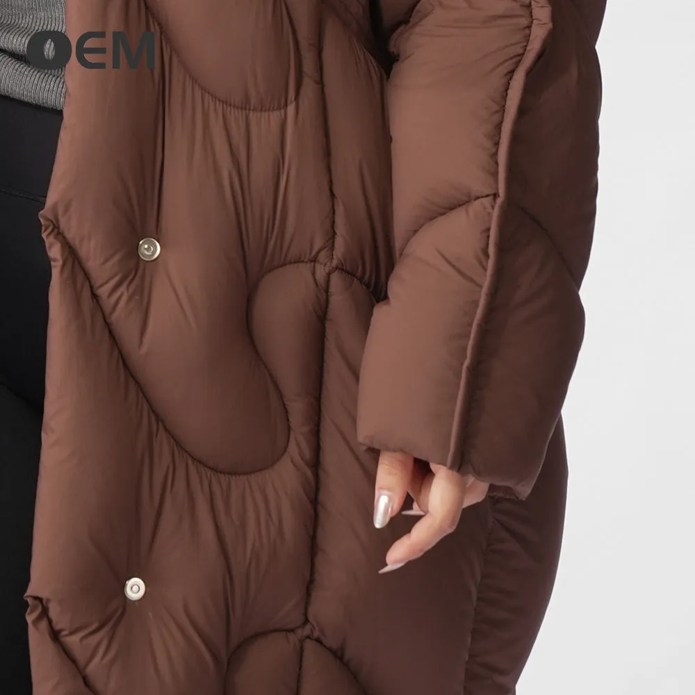 OEM new fashionable hooded long down jacket