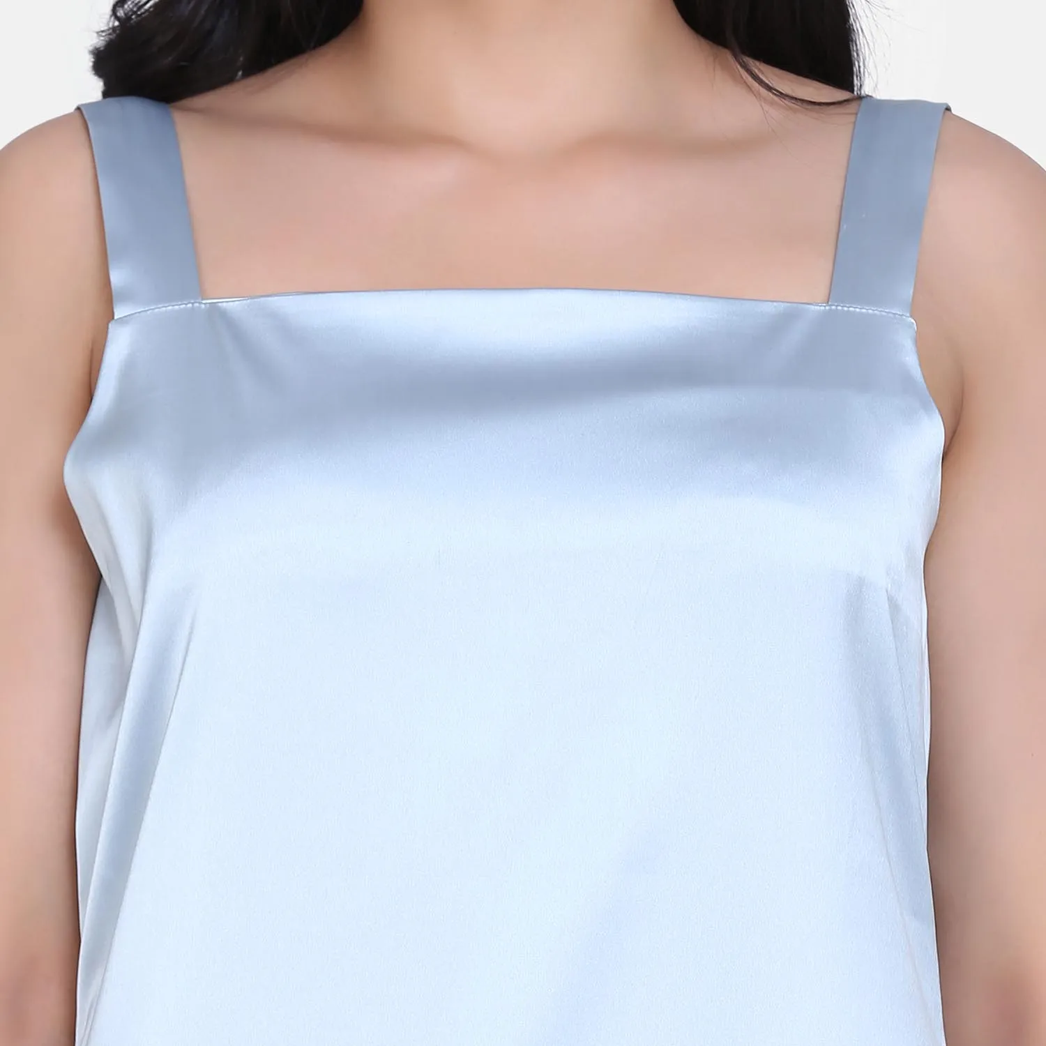 Power Sutra Silver Grey Satin Party Dress