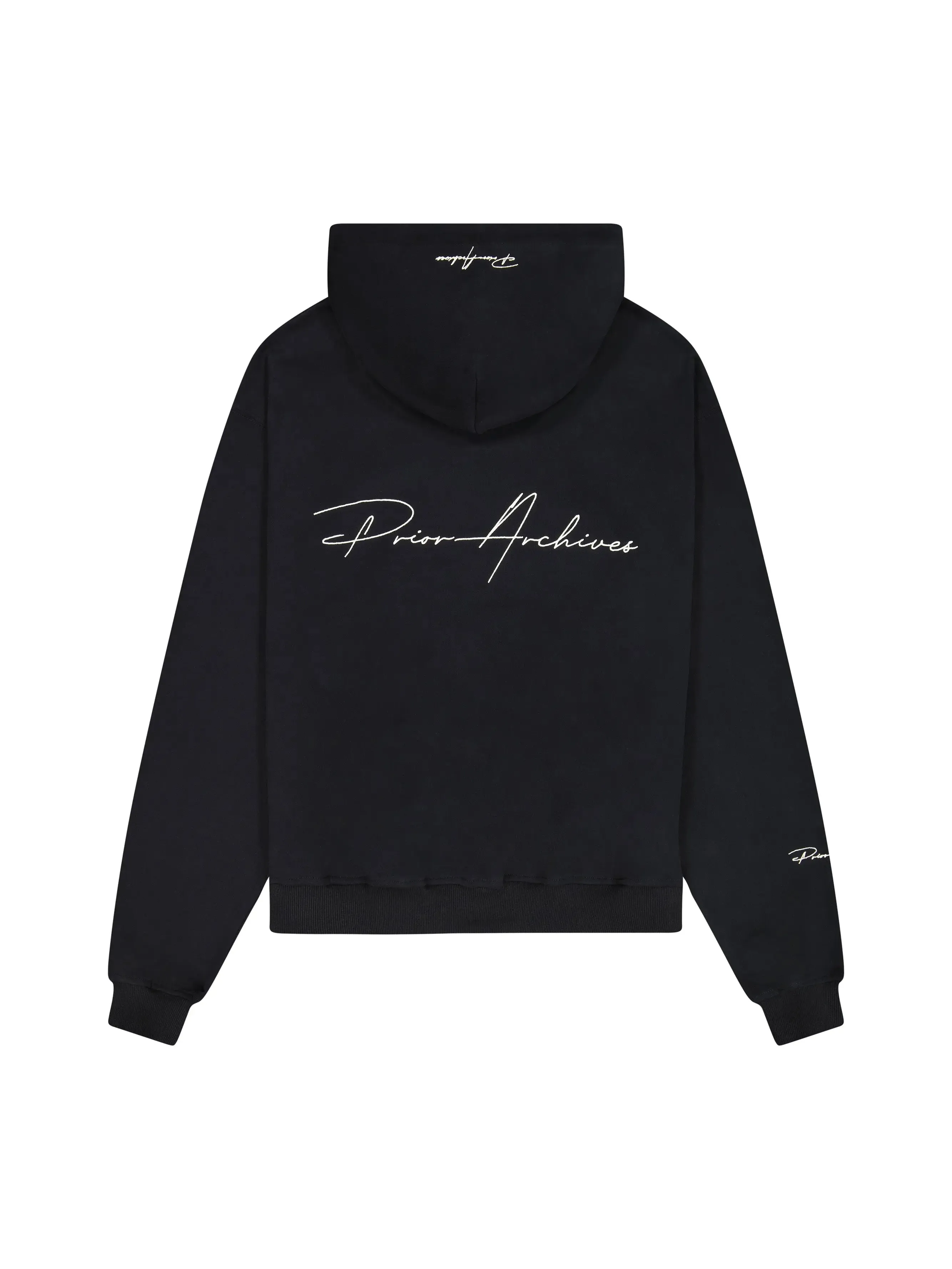 Prior Embroidery Logo Oversized Cropped Hoodie Onyx