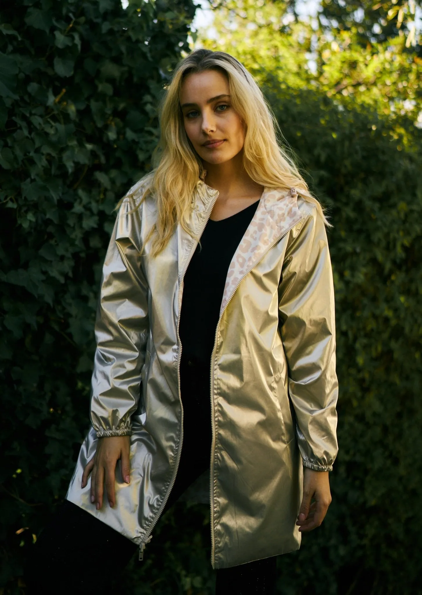 Reversible All Weather Jacket with Animal Print in Beige
