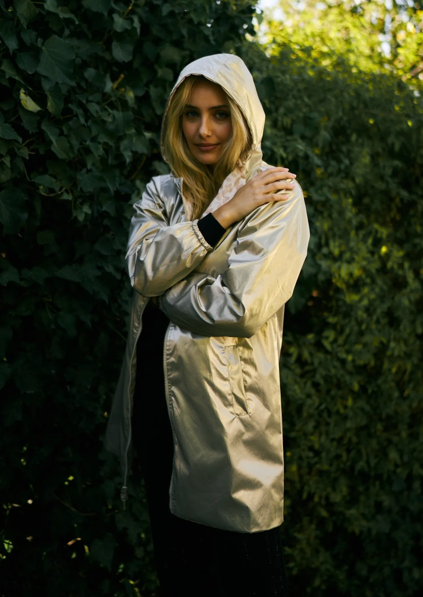 Reversible All Weather Jacket with Animal Print in Beige
