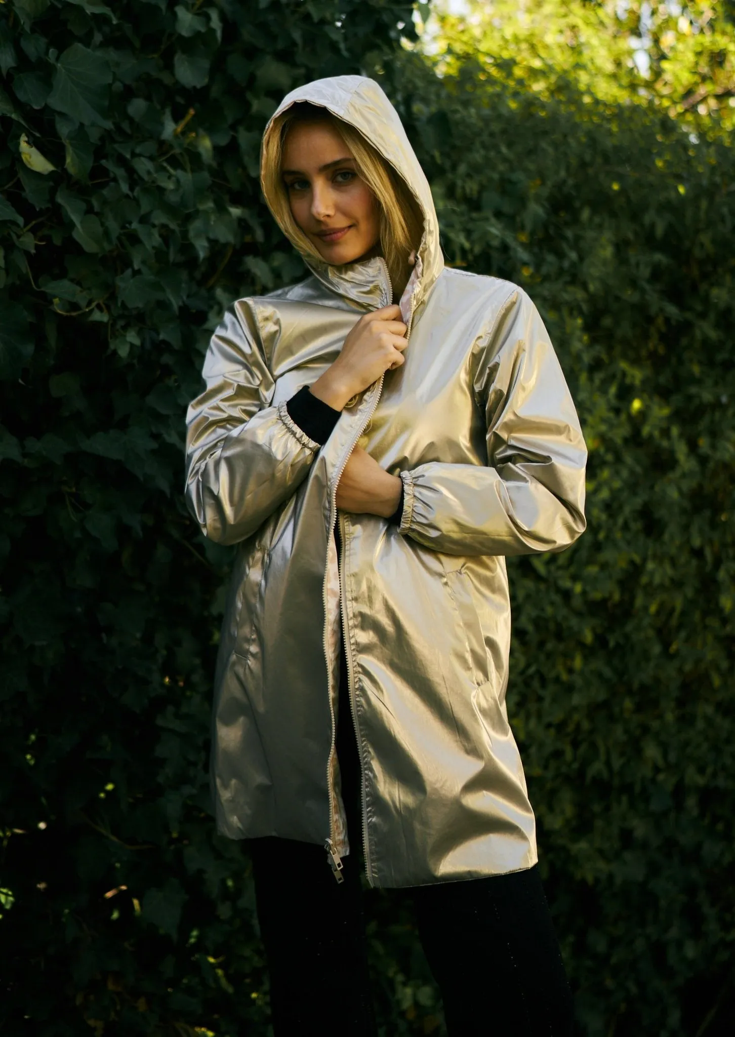 Reversible All Weather Jacket with Animal Print in Beige
