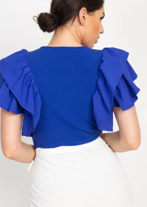 Ruffle Tiered Ribbed Tops