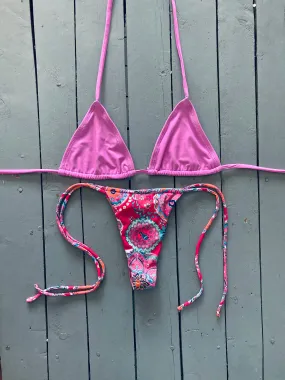Solid Pink Adjustable Triangle Bikini Top