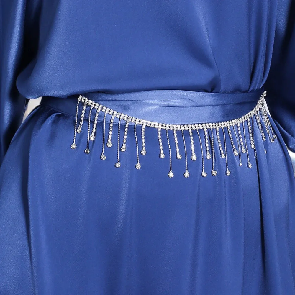 Tassel Diamond Belt Evening Gown