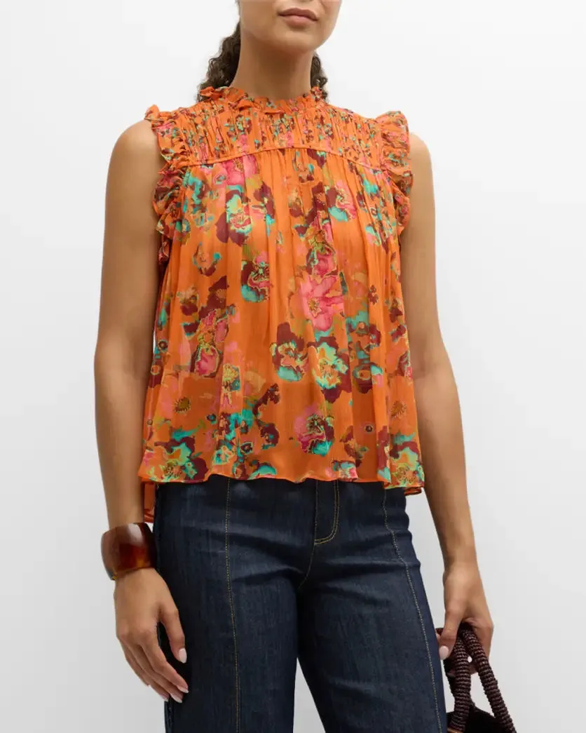 Ul240216 Ulla Johnson Orange Begonia Blouse