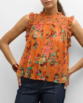 Ul240216 Ulla Johnson Orange Begonia Blouse