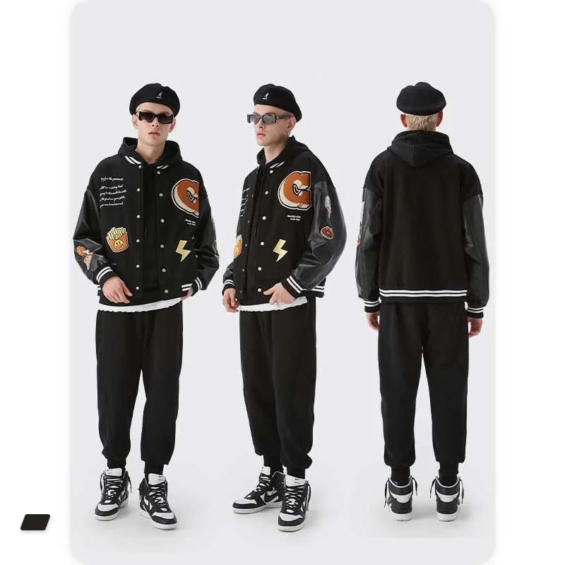 Varsity Bomber Jacket Autumn and Winter Baseball Uniform Towel Embroidery Velvet Thick Jacket Jacket for Men