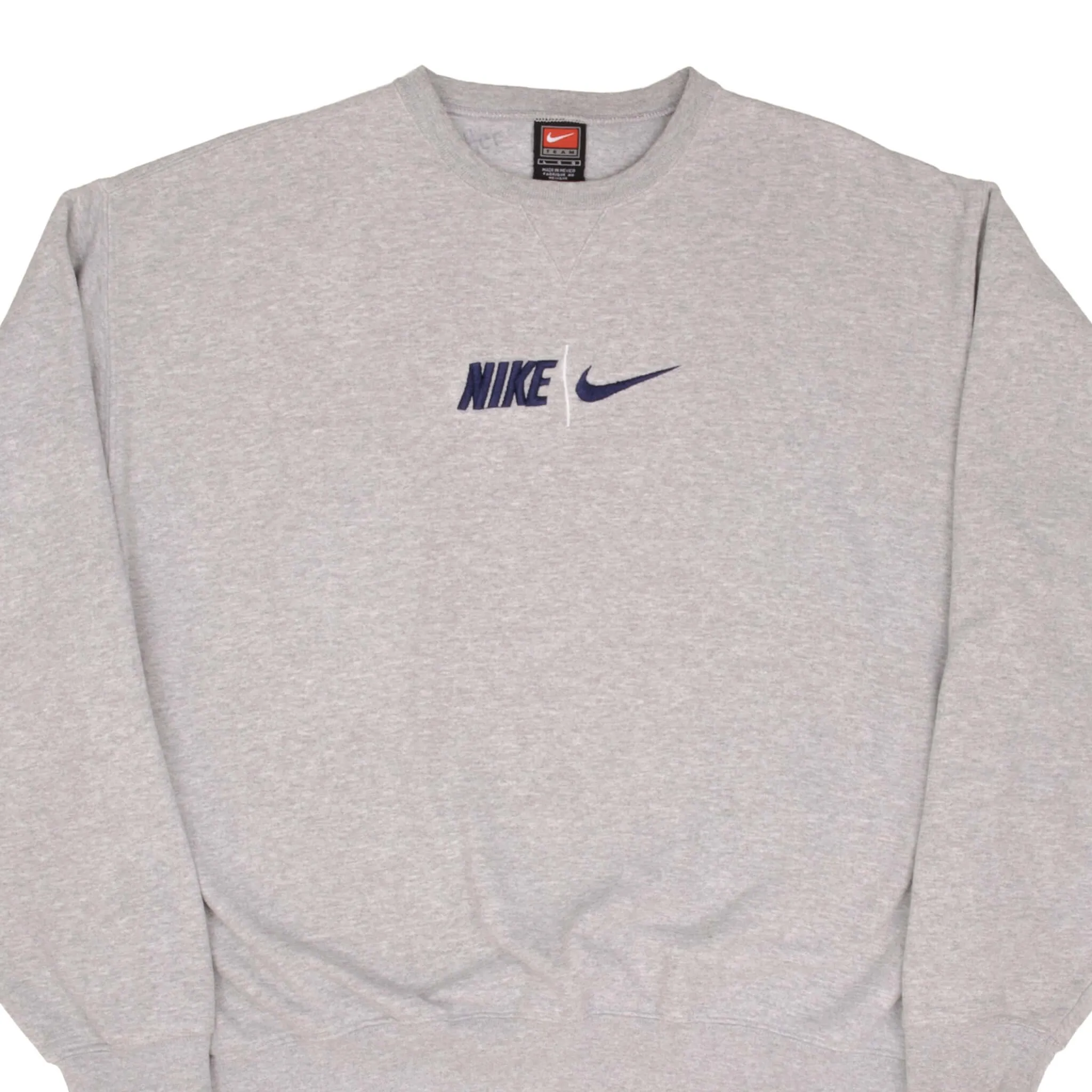 VINTAGE NIKE SPELLOUT SWOOSH GREY SWEATSHIRT 1990S SIZE LARGE