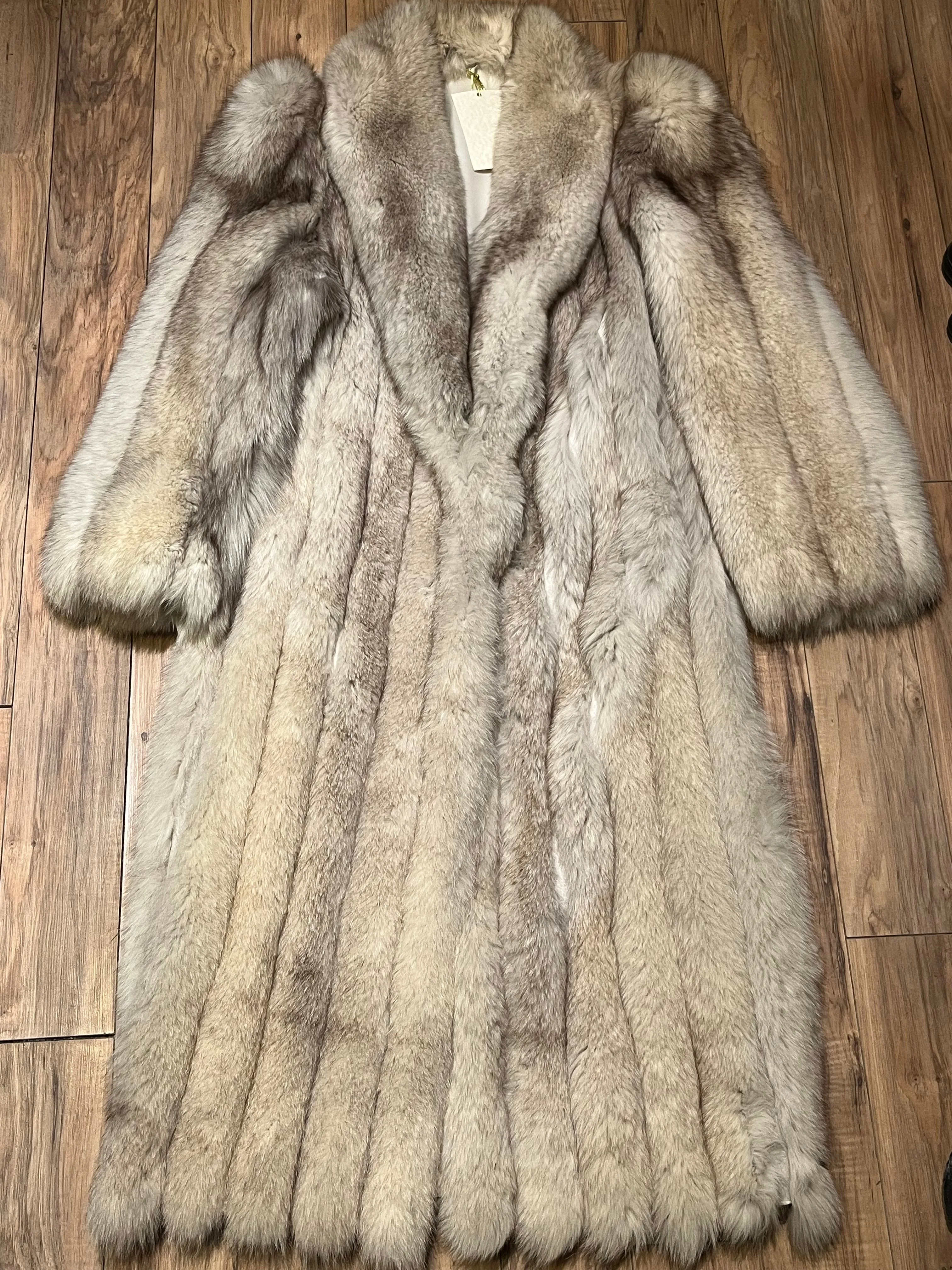 Vintage Saga Fox Royal Genuine Blue Fox Fur Coat, Size 10