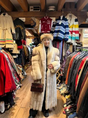 Vintage Saga Fox Royal Genuine Blue Fox Fur Coat, Size 10