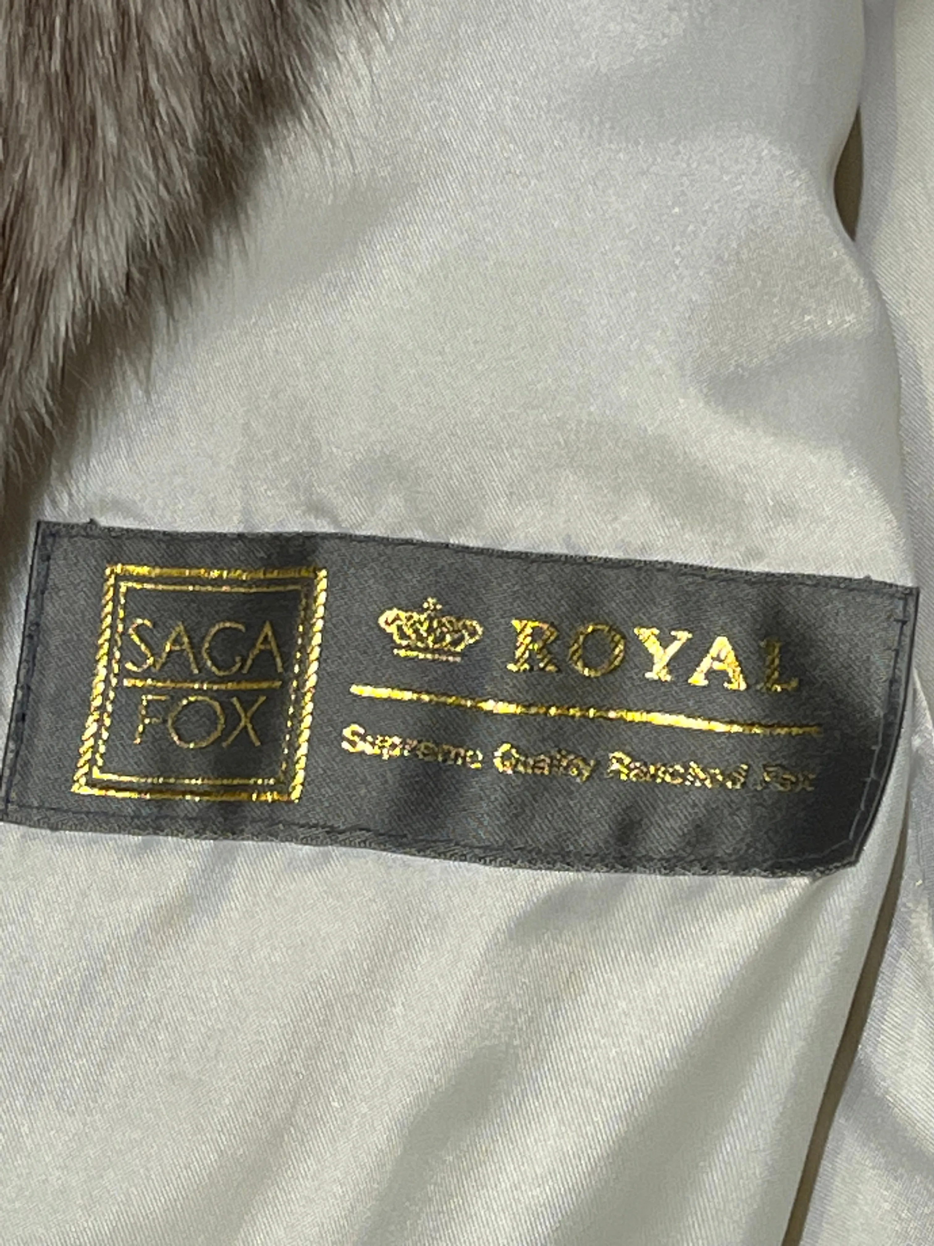 Vintage Saga Fox Royal Genuine Blue Fox Fur Coat, Size 10