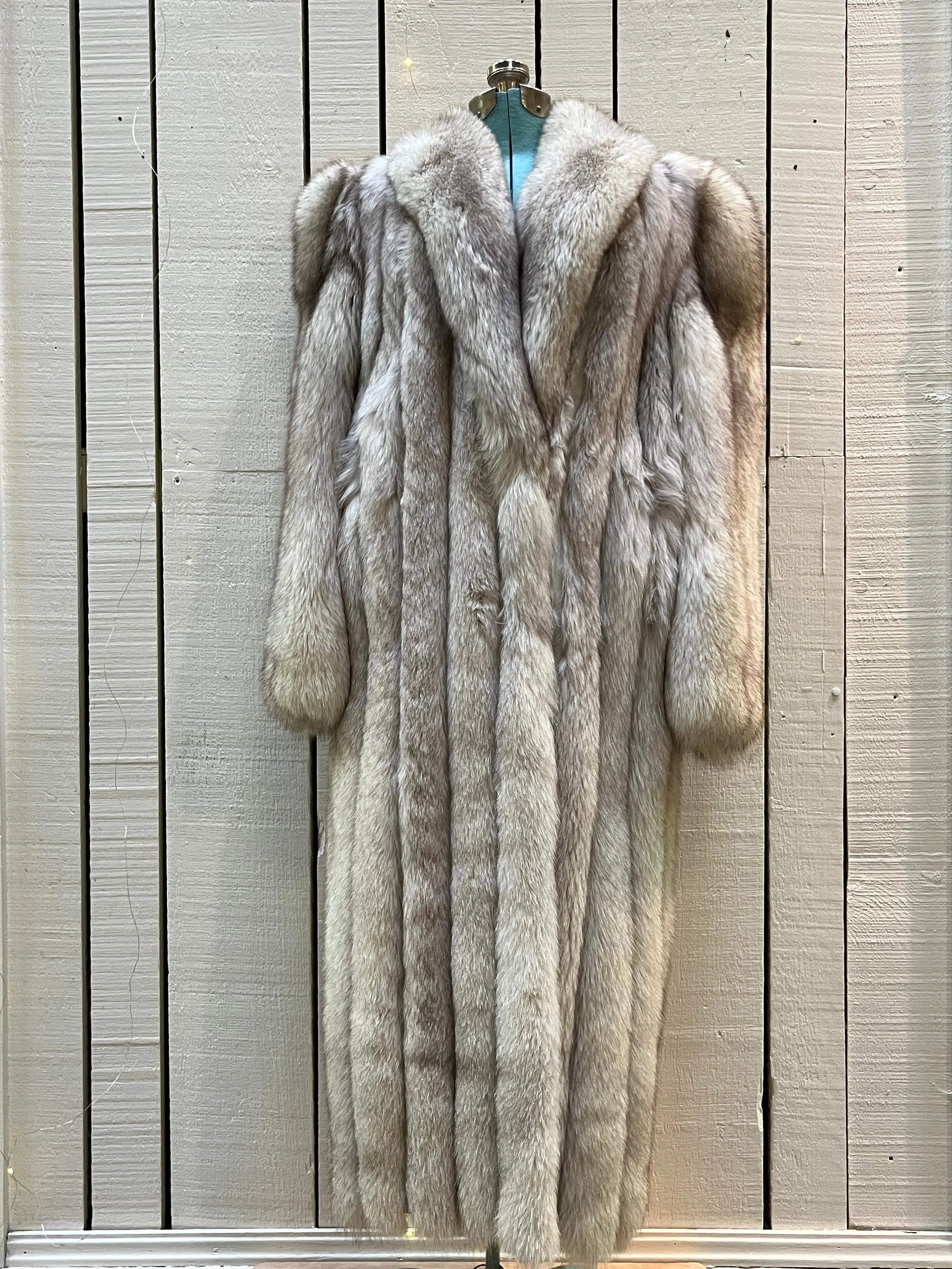 Vintage Saga Fox Royal Genuine Blue Fox Fur Coat, Size 10