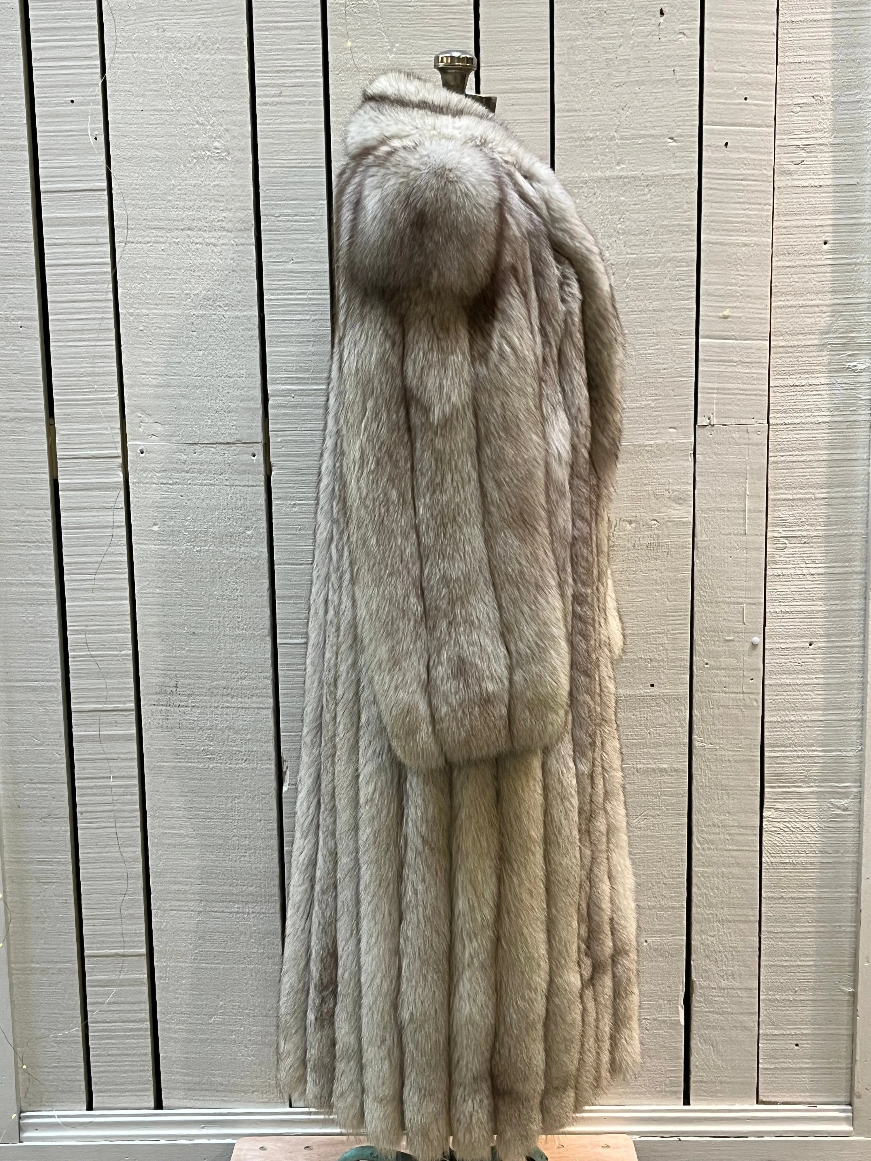 Vintage Saga Fox Royal Genuine Blue Fox Fur Coat, Size 10