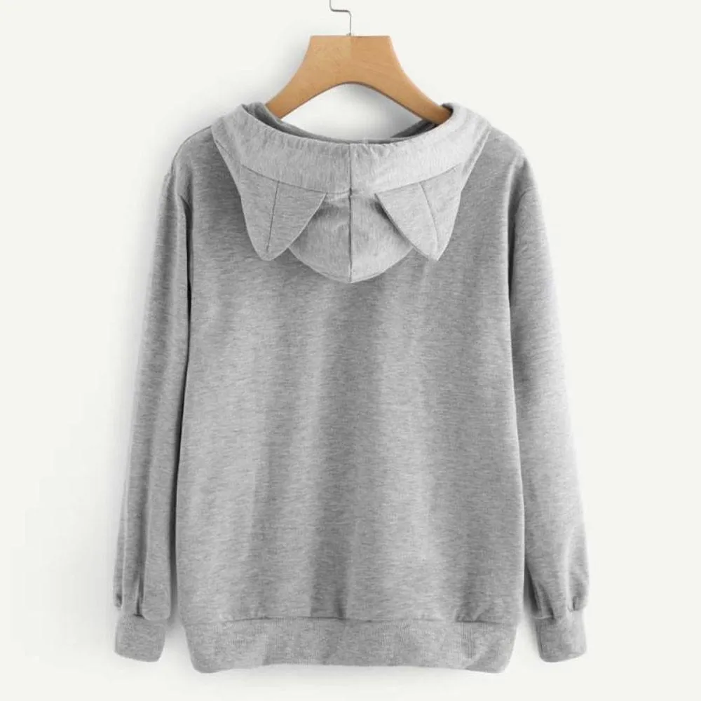 Women Cat Print Hoodie
