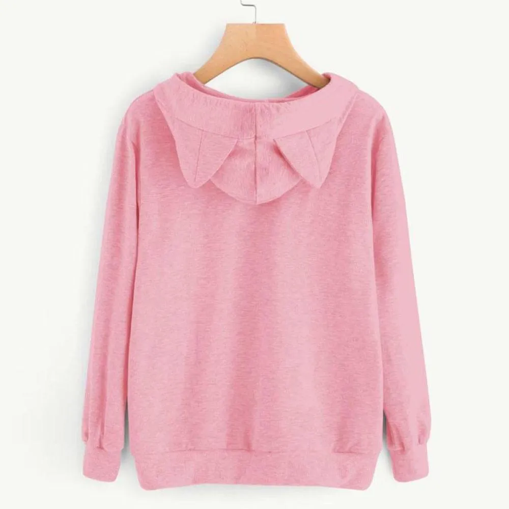 Women Cat Print Hoodie