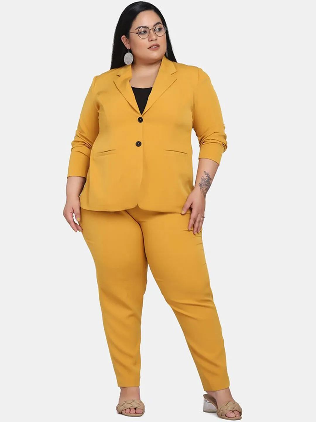 Women's Slim Fit Stretch Trouser - Mustard Yellow