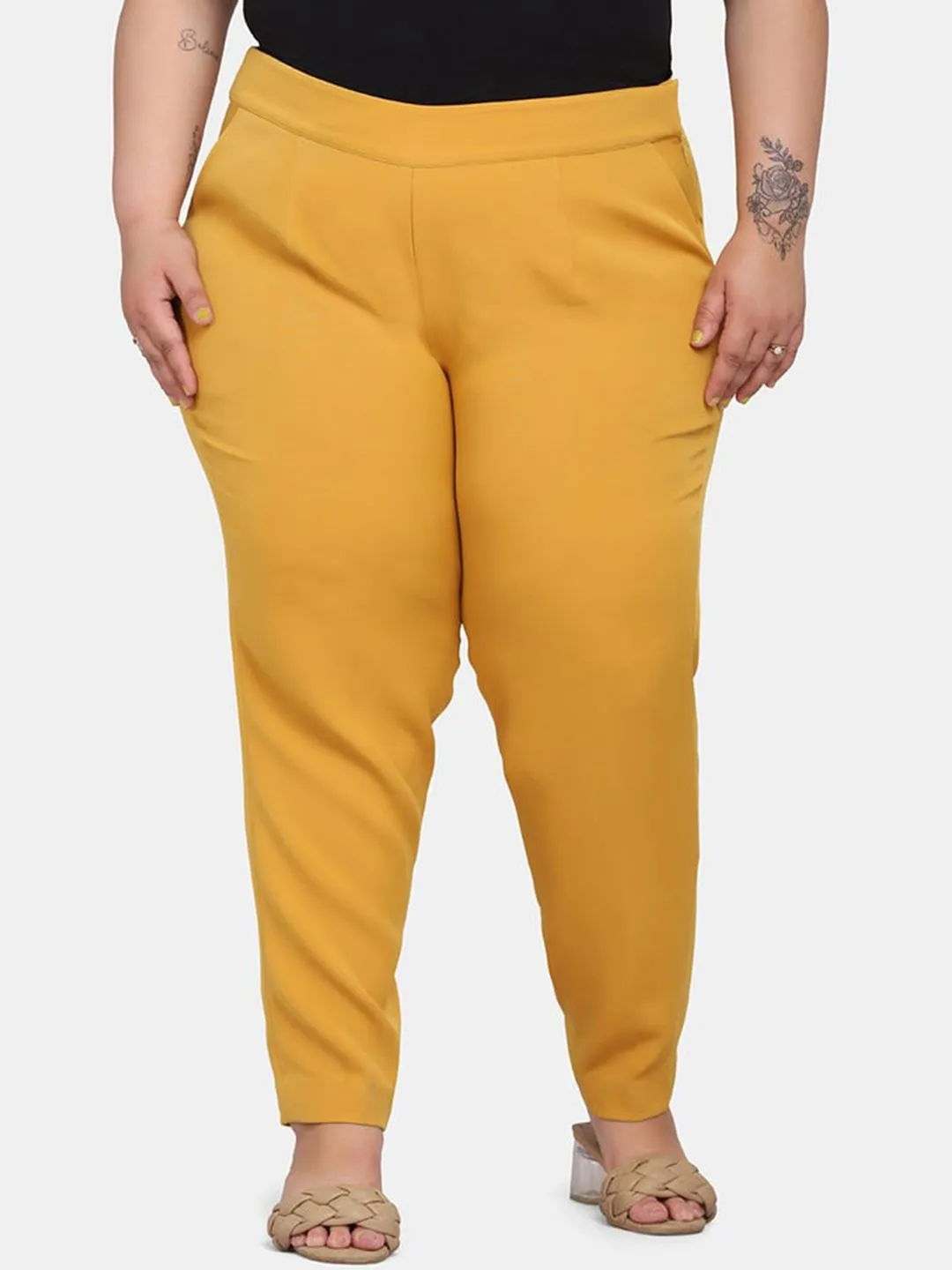 Women's Slim Fit Stretch Trouser - Mustard Yellow