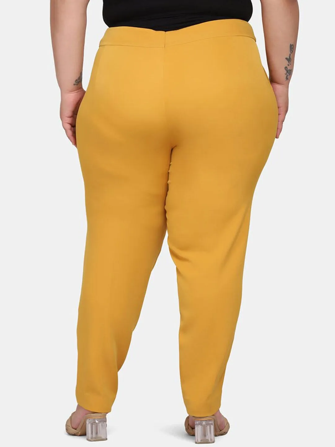 Women's Slim Fit Stretch Trouser - Mustard Yellow