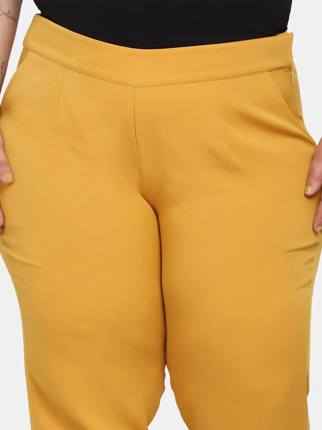 Women's Slim Fit Stretch Trouser - Mustard Yellow
