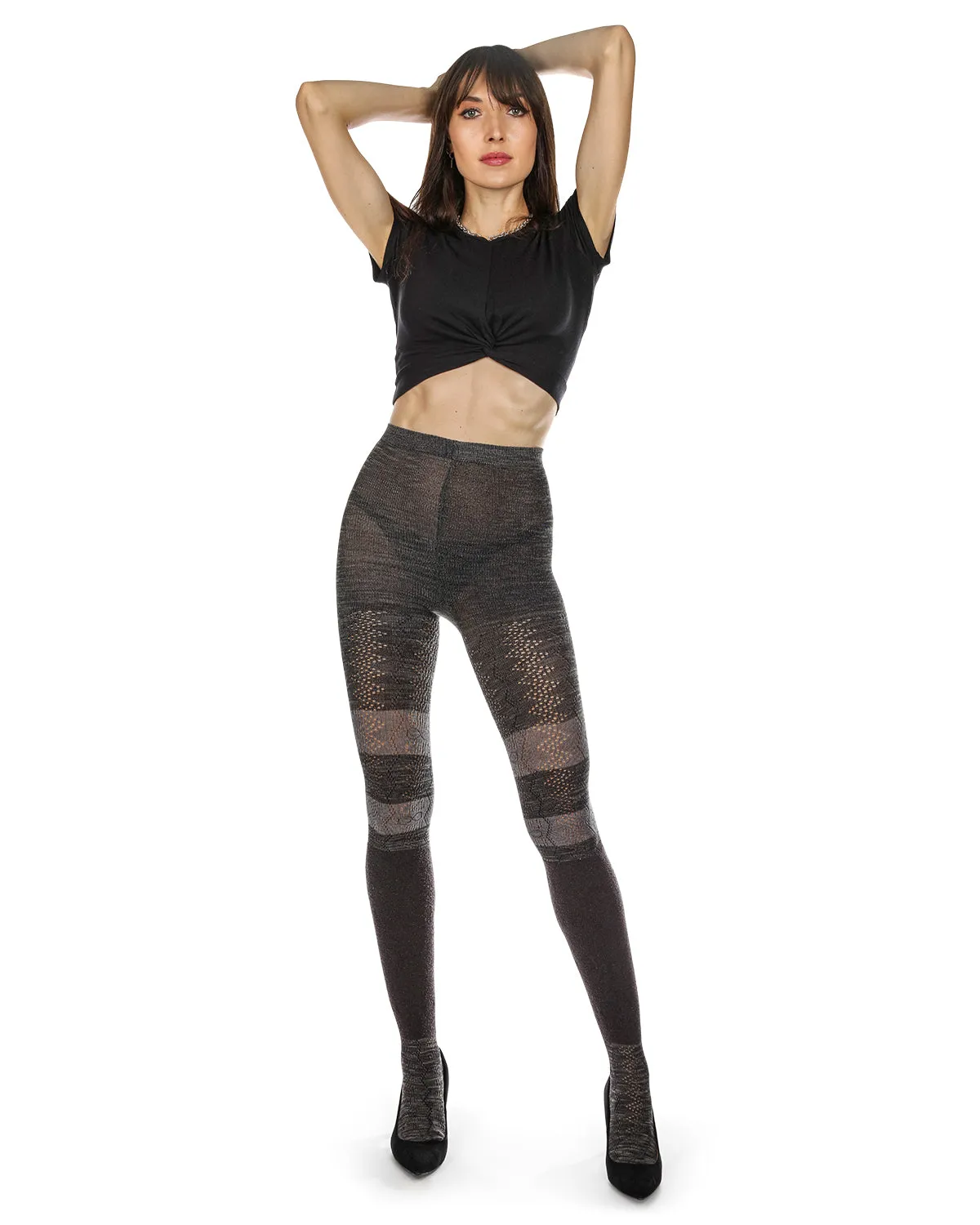 Women's Stripe Slouched Cotton Blend Sweater Tights