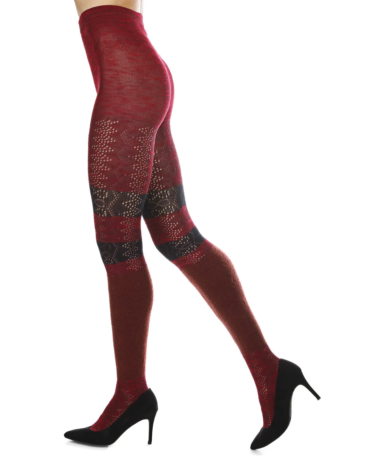 Women's Stripe Slouched Cotton Blend Sweater Tights